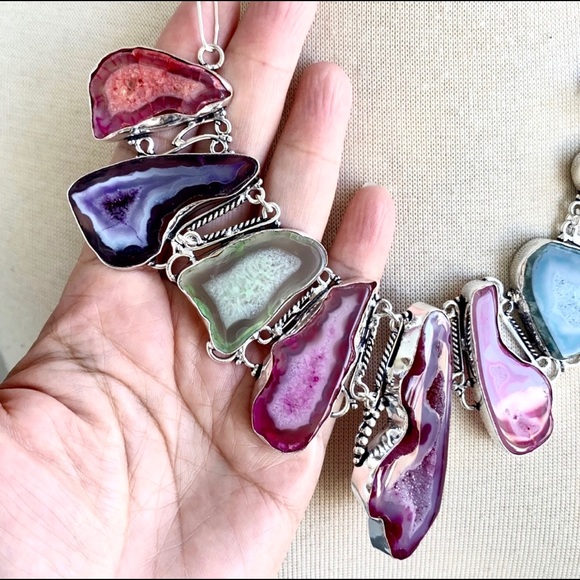 Multi Color Botswana Agate Necklace - Picture 4 of 8